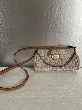 Calvin Klein Cream & Tan Logo Crossbody Bag
